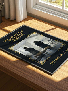 Collected Stories Of Lydia Davis Classic Book Art Print by Lydia Davis – print on a sunlit desk