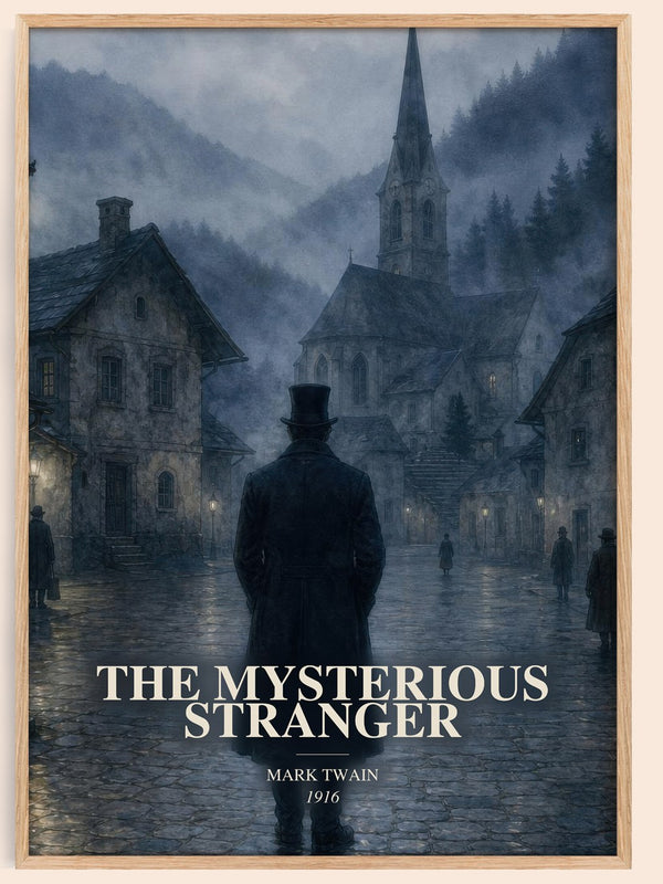 The Mysterious Stranger watercolour book poster by Mark Twain – framed literary art print