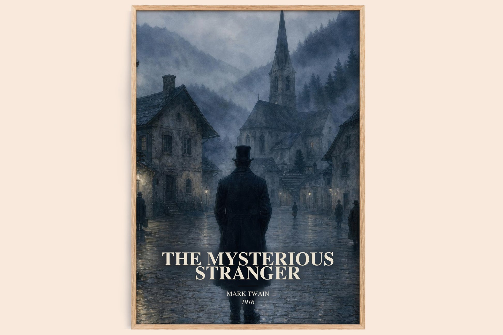 The Mysterious Stranger watercolour book poster by Mark Twain – framed literary art print