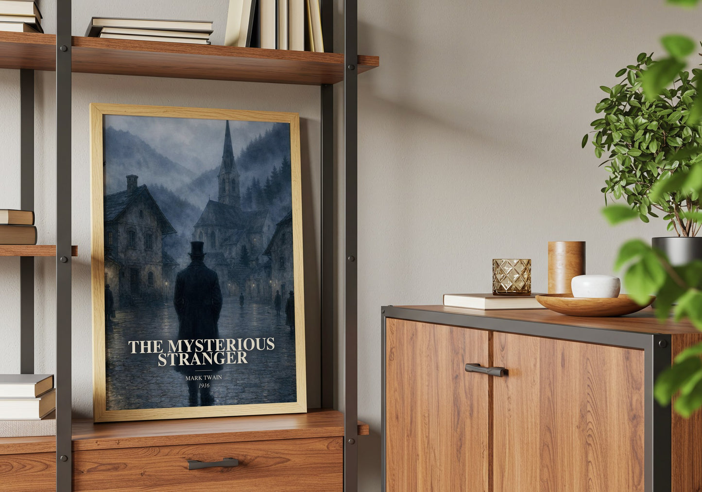 The Mysterious Stranger book watercolour illustration paper finish options – matte satin gloss