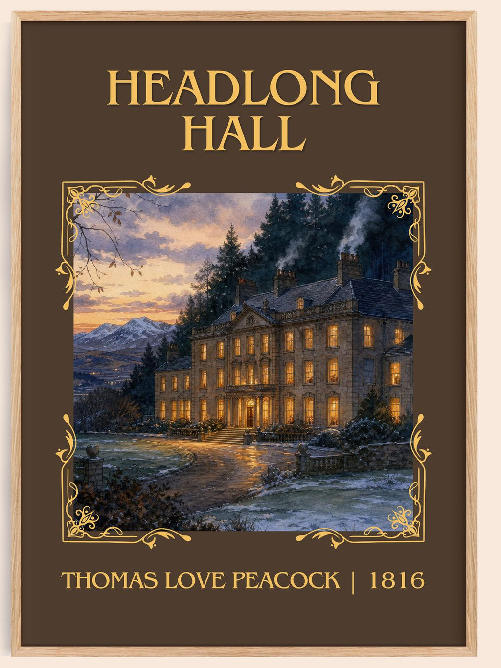 Headlong Hall Classic Book Art Print by Thomas Love Peacock – book poster