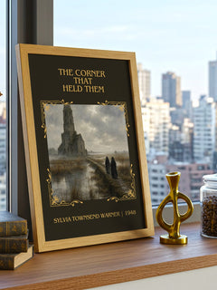 Corner That Held Them Classic Book Art Print by Sylvia Townsend Warner – framed print on a city-view windowsill
