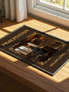 Pragmatism Classic Book Art Print by William James – print on a sunlit desk