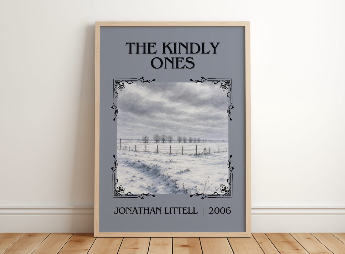 The Kindly Ones Classic Book Art Print by Jonathan Littell – framed print leaning on a wooden floor
