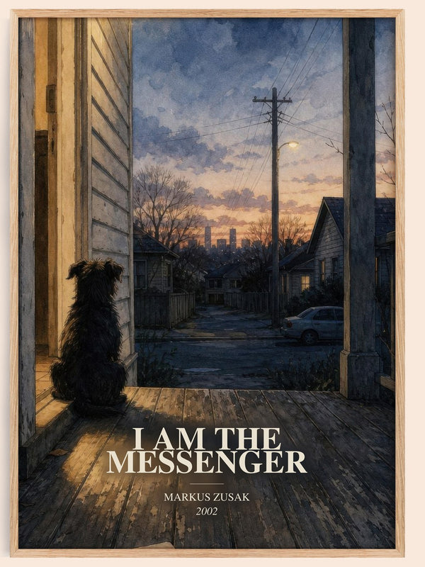 I Am The Messenger watercolour book poster by Markus Zusak – framed literary art print
