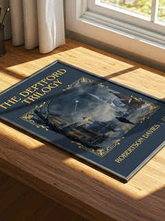 The Deptford Trilogy Classic Book Art Print by Robertson Davies – print on a sunlit desk