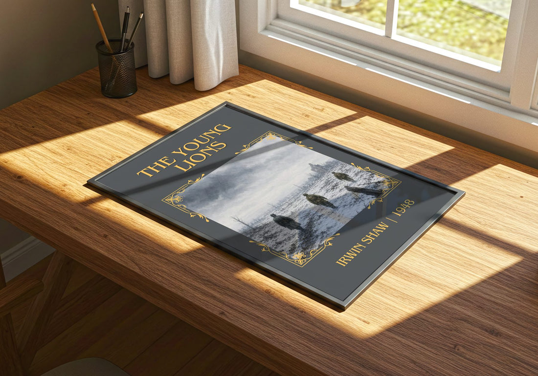 The Young Lions Classic Book Art Print by Irwin Shaw – print on a sunlit desk