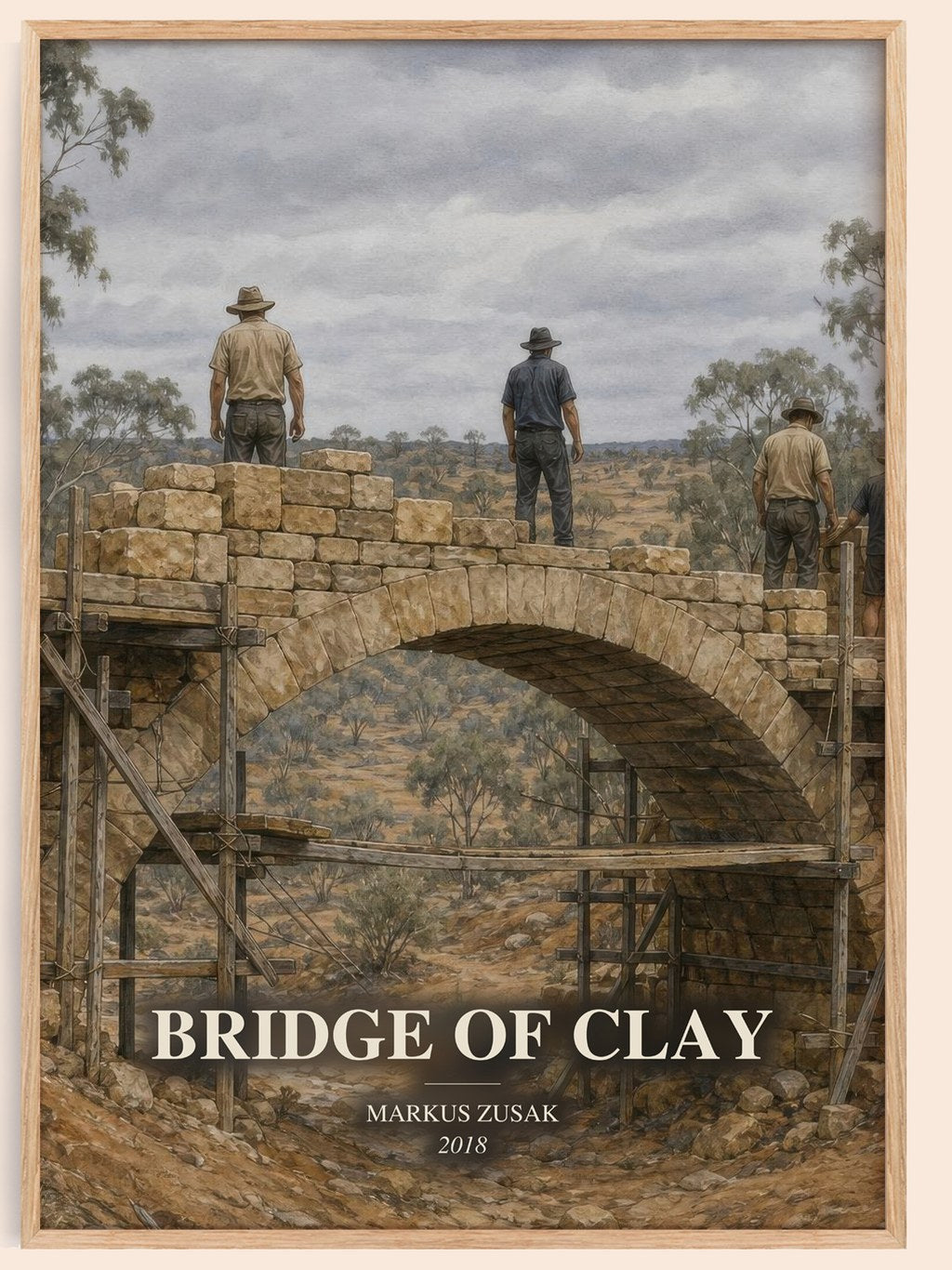 Bridge Of Clay watercolour book poster by Markus Zusak – framed literary art print