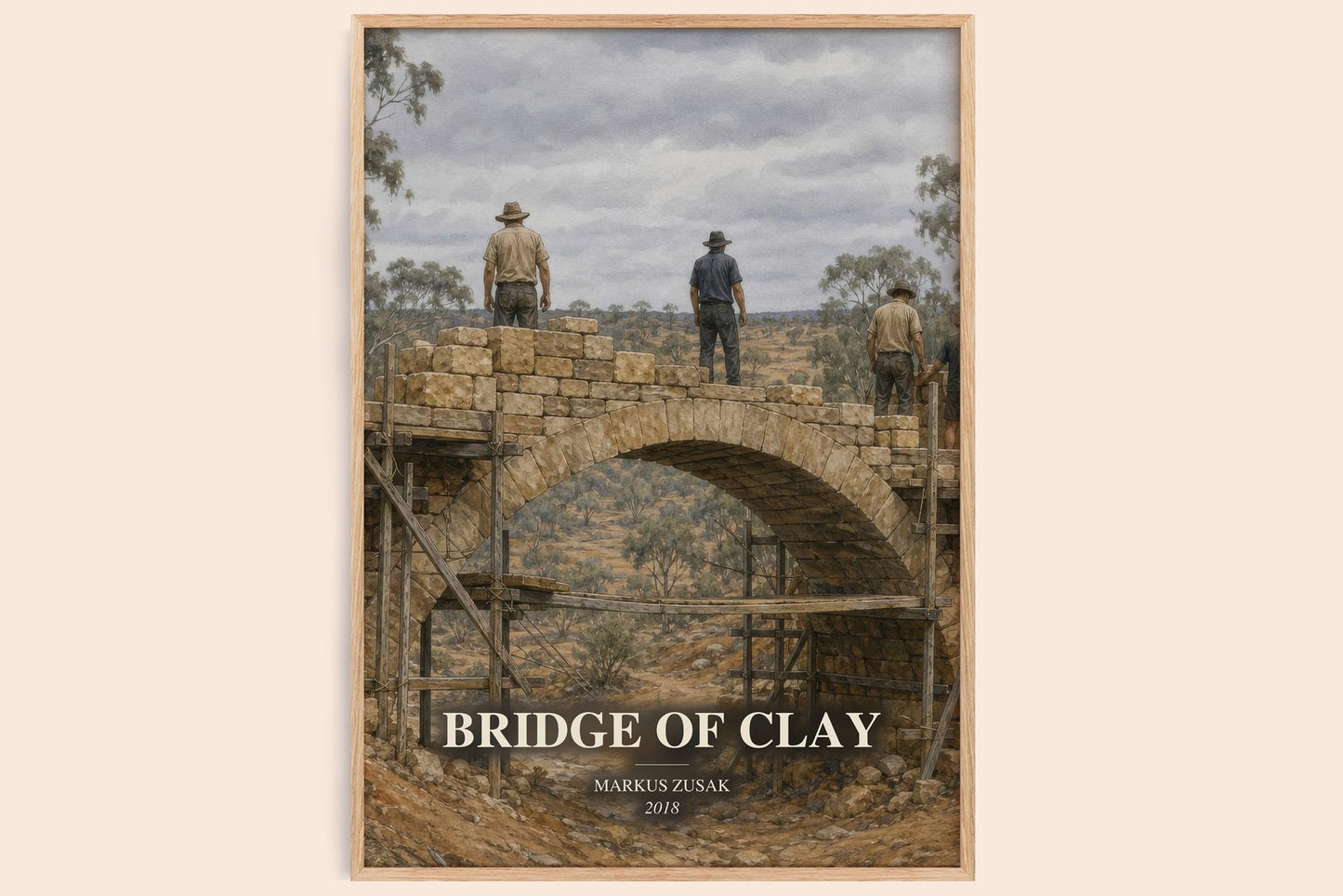 Bridge Of Clay watercolour book poster by Markus Zusak – framed literary art print