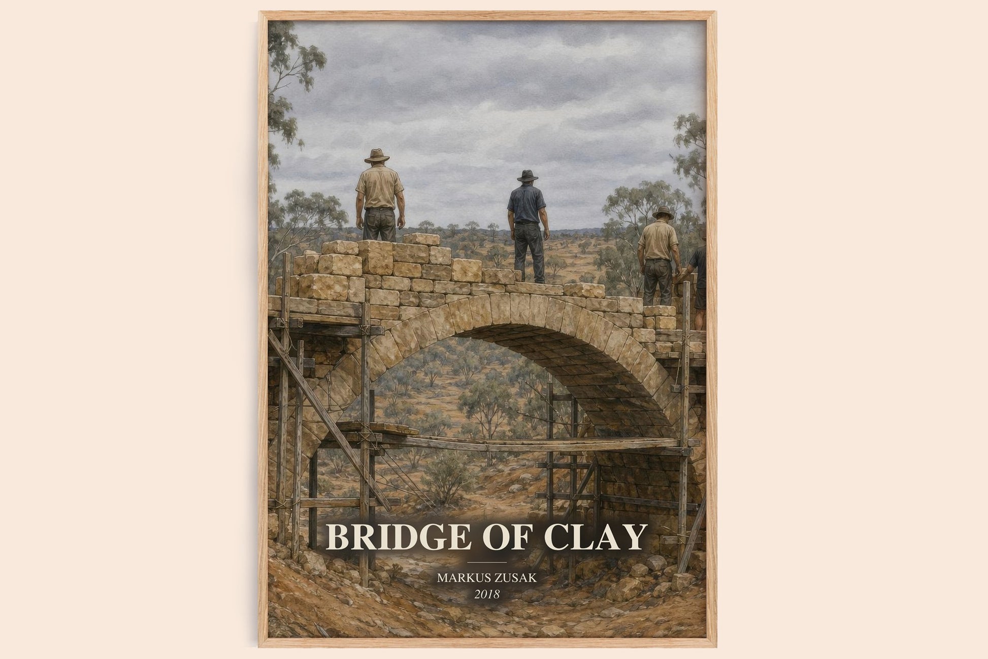 Bridge Of Clay watercolour book poster by Markus Zusak – framed literary art print
