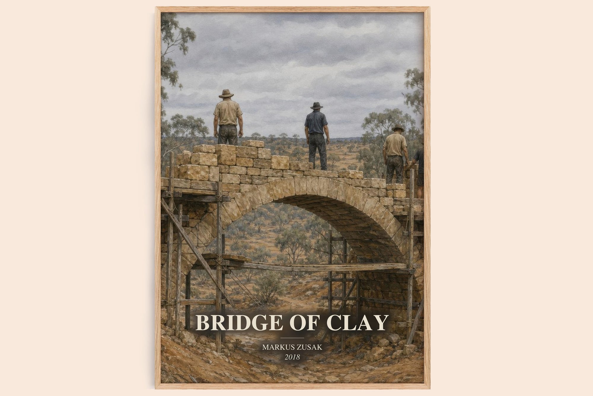 Bridge Of Clay watercolour book poster by Markus Zusak – framed literary art print