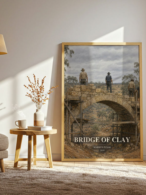 Bridge Of Clay watercolour print in frame leaning in hallway – young adult wall art