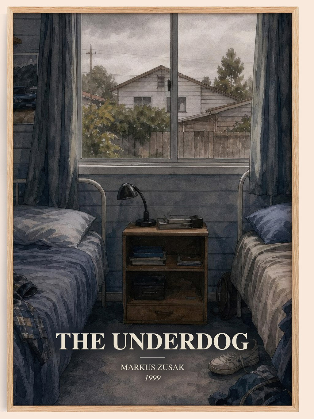 The Underdog watercolour book poster by Markus Zusak – framed literary art print