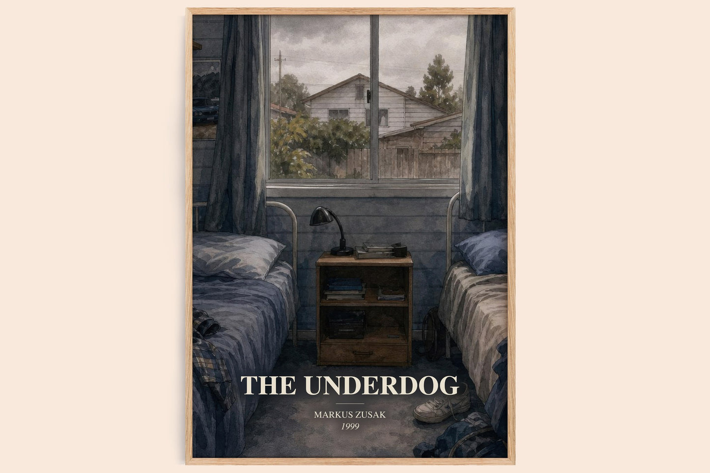 The Underdog watercolour book poster by Markus Zusak – framed literary art print