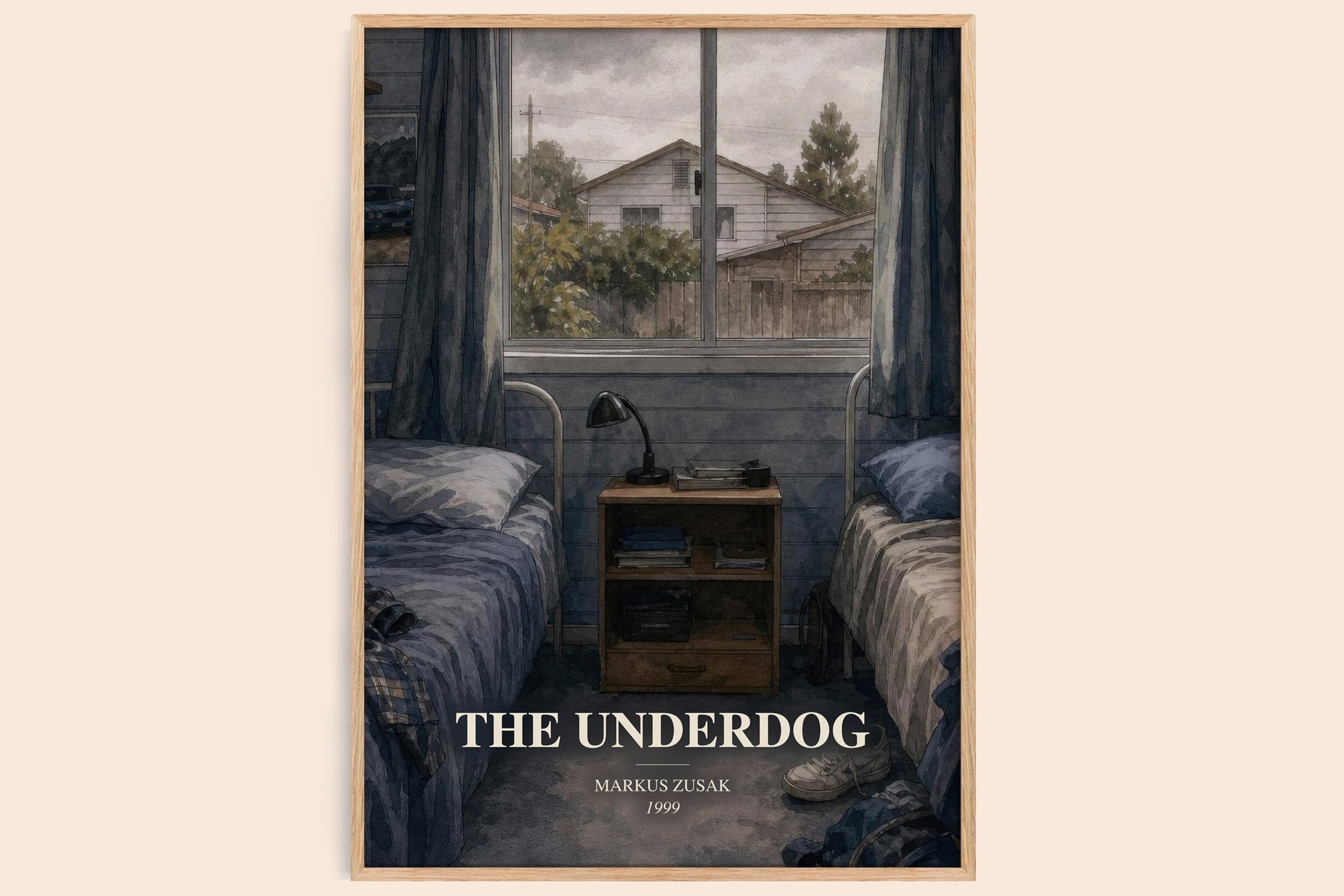 The Underdog watercolour book poster by Markus Zusak – framed literary art print
