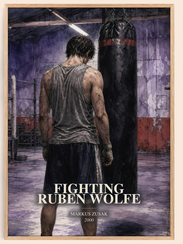 Fighting Ruben Wolfe watercolour book poster by Markus Zusak – framed literary art print