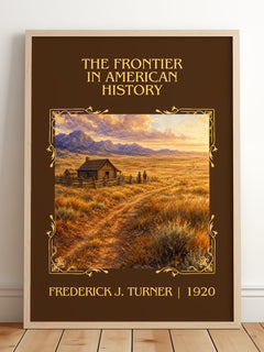 Frontier in American History Classic Book Art Print by F. Turner – framed print leaning on a wooden floor