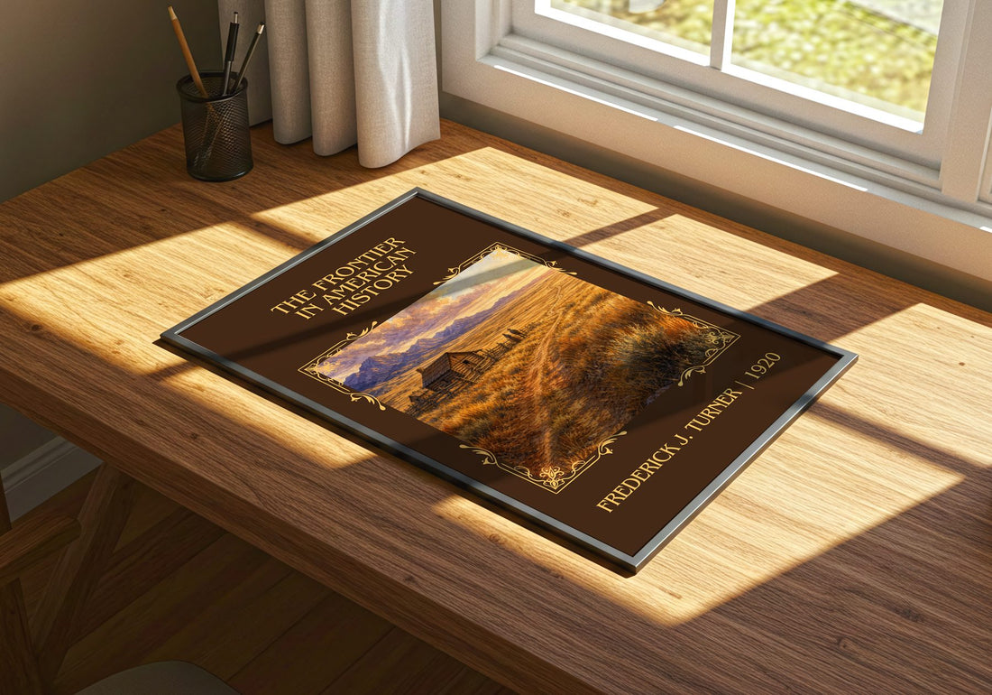 Frontier in American History Classic Book Art Print by F. Turner – print on a sunlit desk
