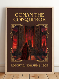 Conan The Conqueror Classic Book Art Print by Robert E. Howard – framed print leaning on a wooden floor