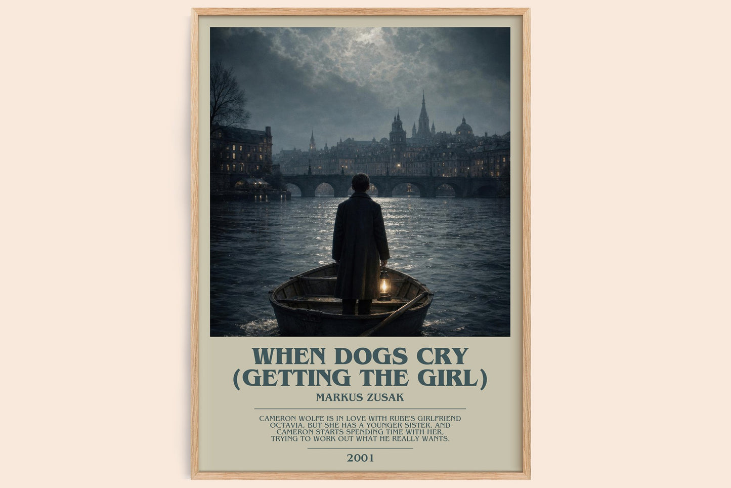 When Dogs Cry (Getting The Girl) bookish book poster by Markus Zusak – framed literary art print