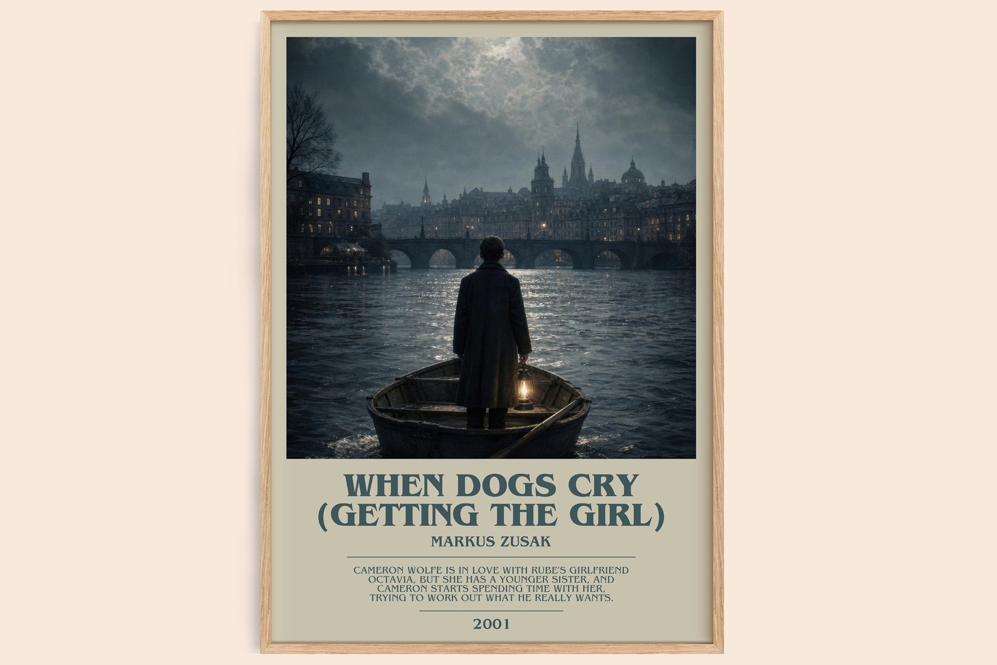 When Dogs Cry (Getting The Girl) bookish book poster by Markus Zusak – framed literary art print