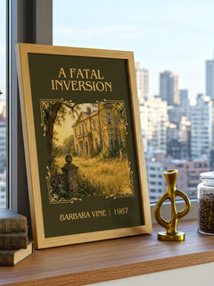A Fatal Inversion Classic Book Art Print by Barbara Vine – framed print on a city-view windowsill