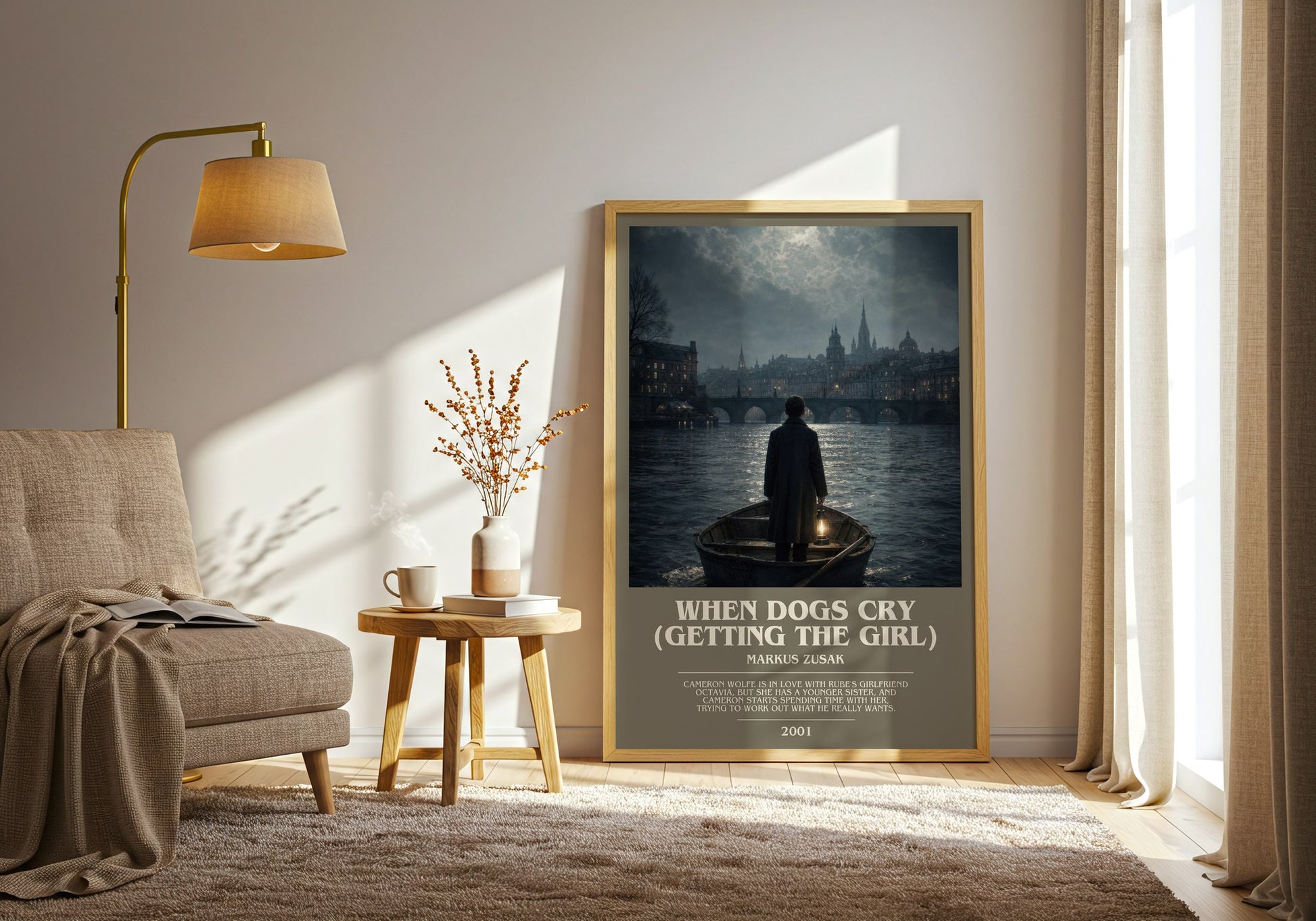 When Dogs Cry (Getting The Girl) bookish print on bookshelf – Markus Zusak fan gift