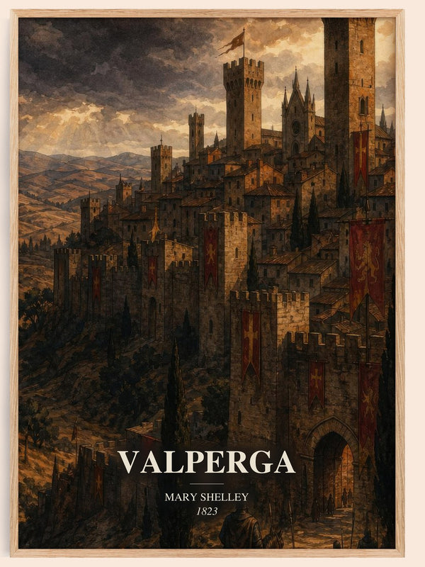 Valperga watercolour book poster by Mary Shelley – framed literary art print
