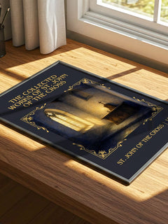 The Collected Works of St. John of the Cross Classic Book Art Print by St. John of the Cross – print on a sunlit desk