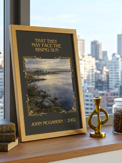 That They May Face the Rising Sun Classic Book Art Print by John McGahern – framed print on a city-view windowsill