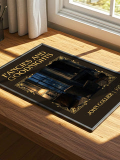 Fancies And Goodnights Classic Book Art Print by John Collier – print on a sunlit desk