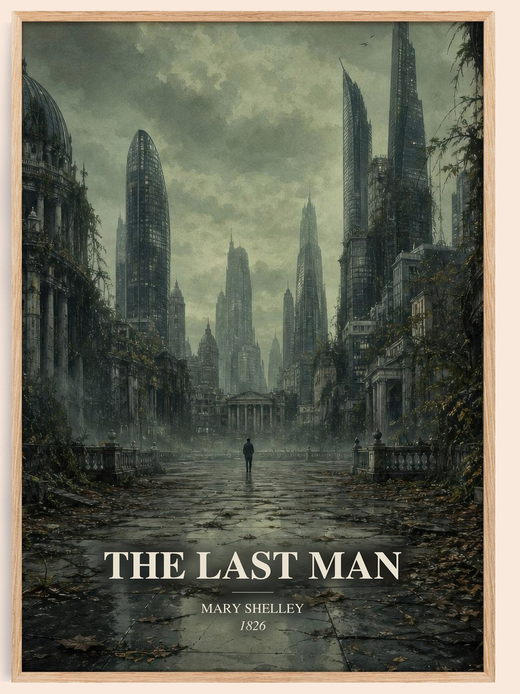The Last Man watercolour book poster by Mary Shelley – framed literary art print
