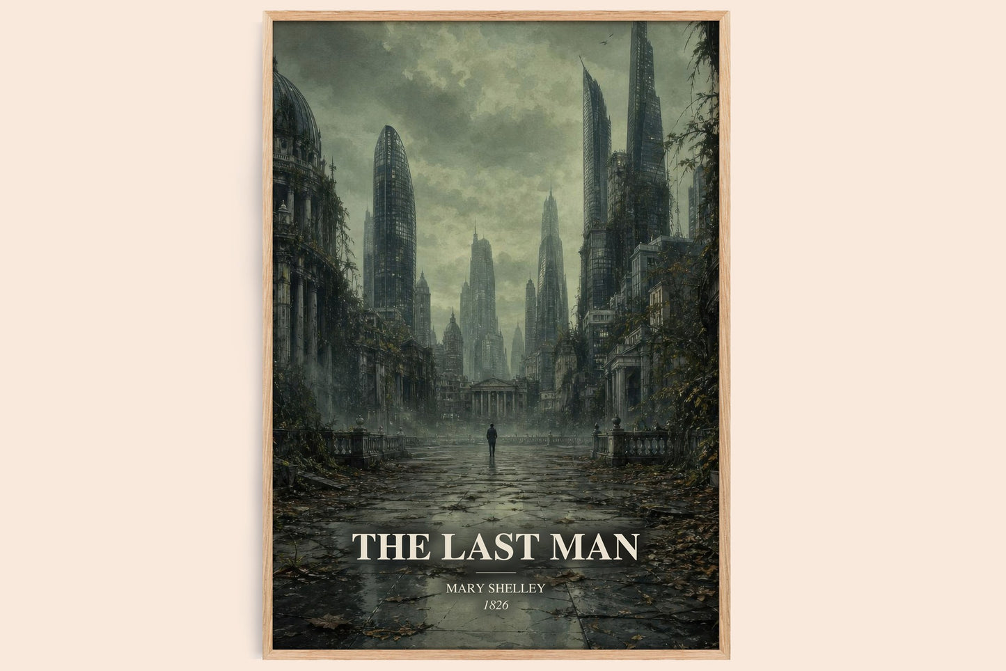 The Last Man watercolour book poster by Mary Shelley – framed literary art print