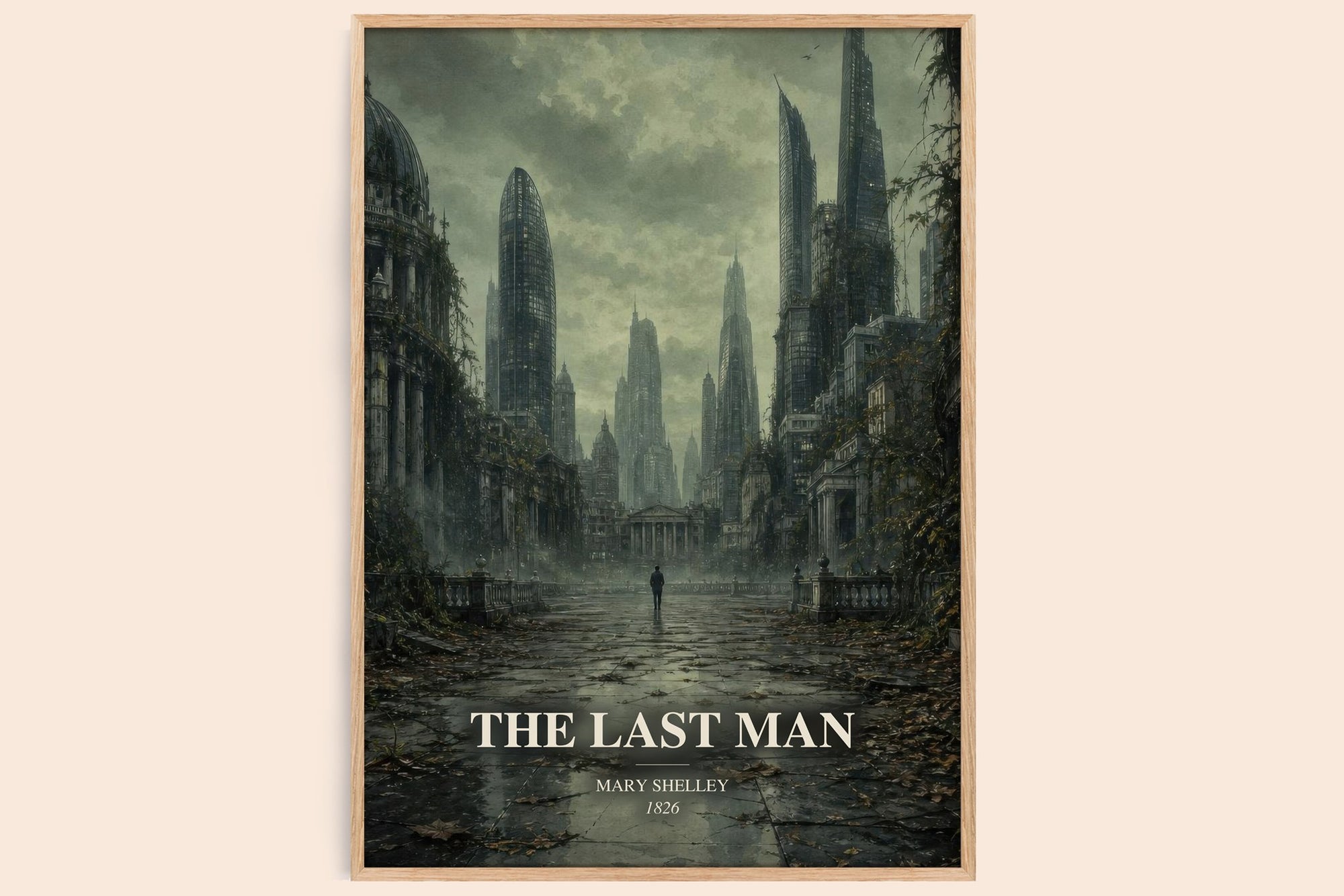 The Last Man watercolour book poster by Mary Shelley – framed literary art print