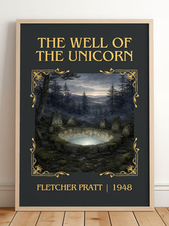 The Well Of The Unicorn Classic Book Art Print by Fletcher Pratt – framed print leaning on a wooden floor