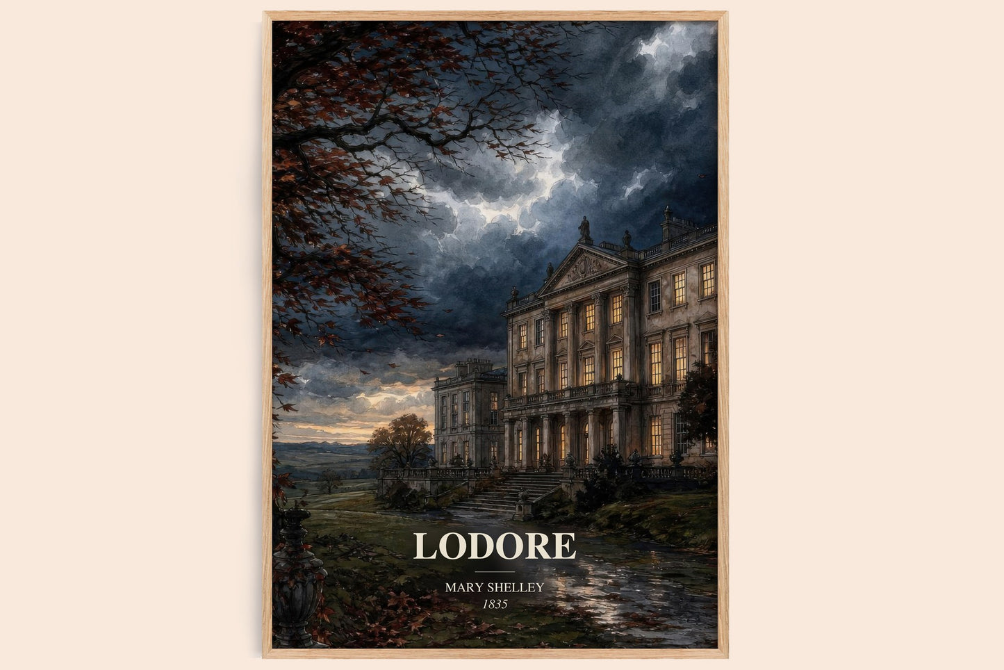 Lodore watercolour book poster by Mary Shelley – framed literary art print