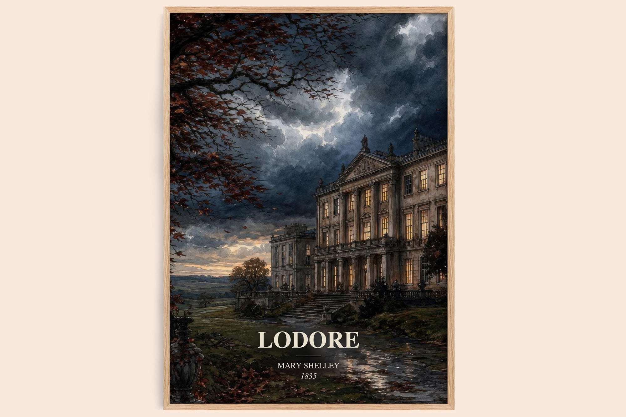 Lodore watercolour book poster by Mary Shelley – framed literary art print