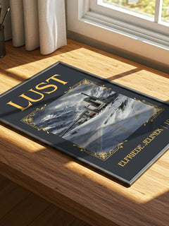 Lust Classic Book Art Print by Elfriede Jelinek – print on a sunlit desk