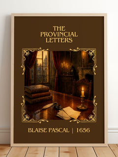 The Provincial Letters Classic Book Art Print by Blaise Pascal – framed print leaning on a wooden floor