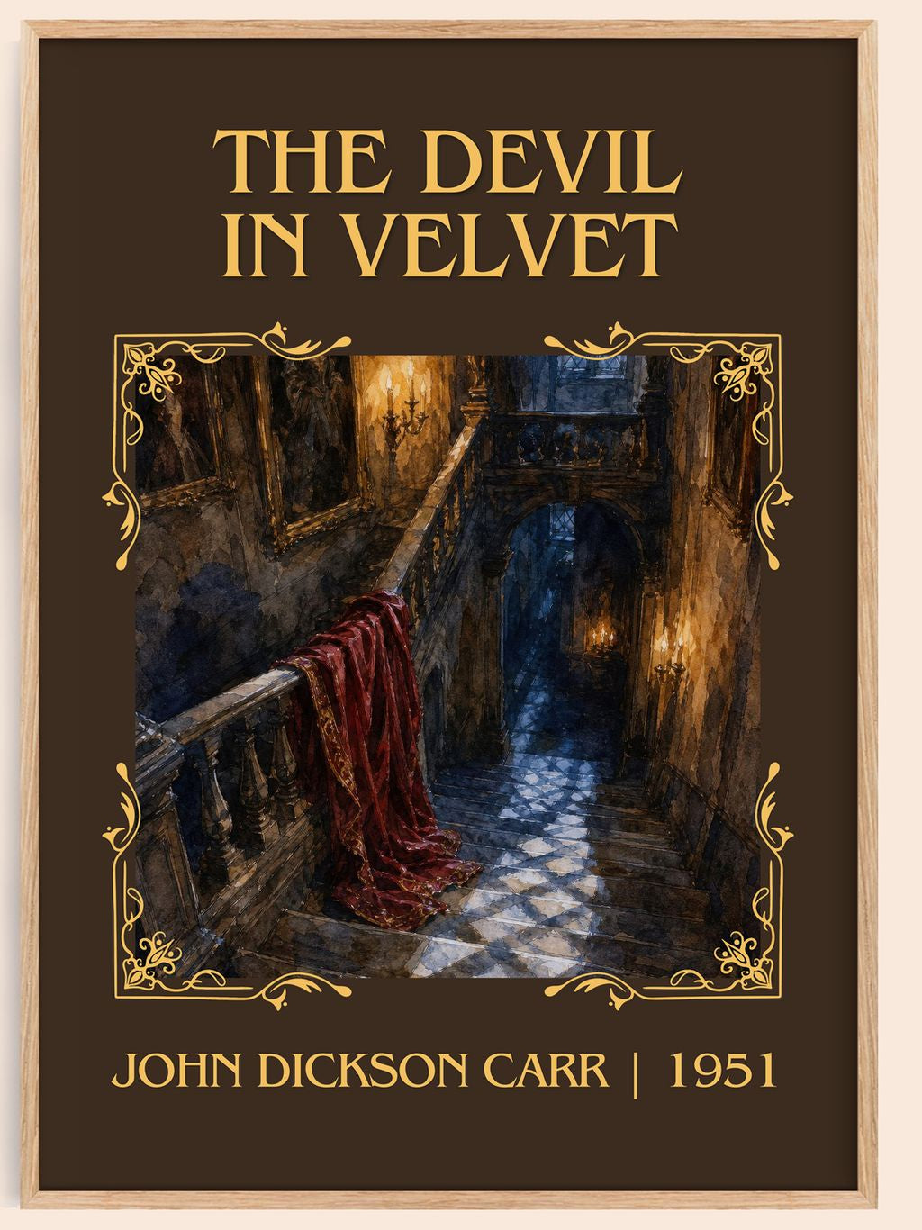 The Devil In Velvet Classic Book Art Print by John Dickson Carr – book poster