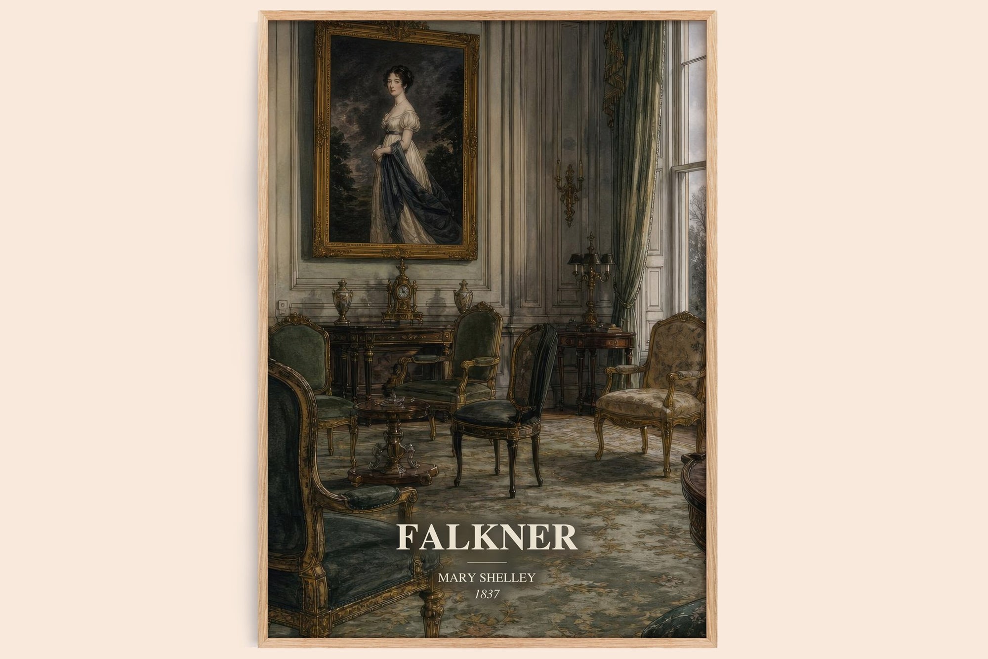 Falkner watercolour book poster by Mary Shelley – framed literary art print