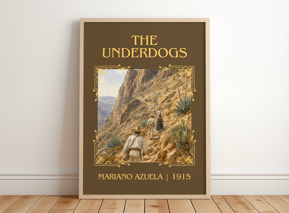 The Underdogs Classic Book Art Print by Mariano Azuela – framed print leaning on a wooden floor