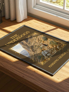 The Underdogs Classic Book Art Print by Mariano Azuela – print on a sunlit desk
