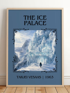 The Ice Palace Classic Book Art Print by Tarjei Vesaas – framed print leaning on a wooden floor