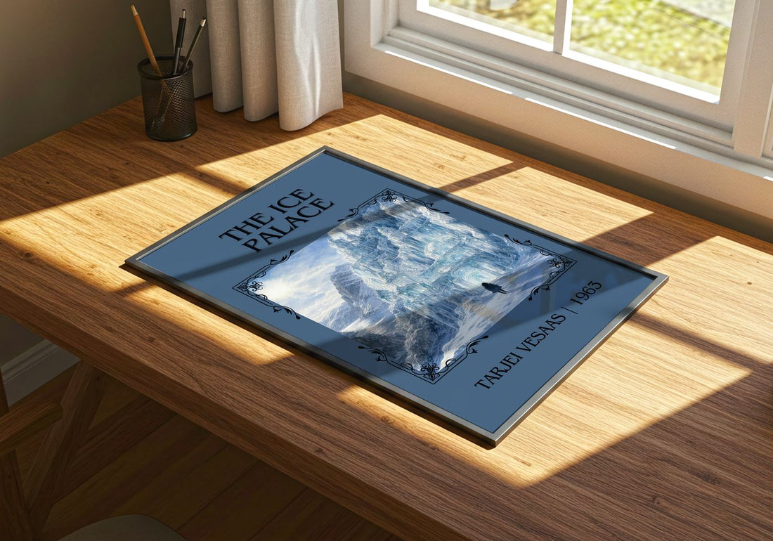The Ice Palace Classic Book Art Print by Tarjei Vesaas – print on a sunlit desk