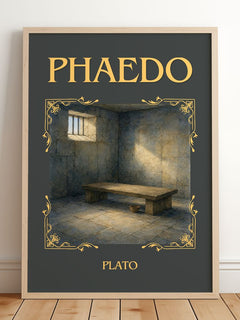 Phaedo Classic Book Art Print by Plato – framed print leaning on a wooden floor