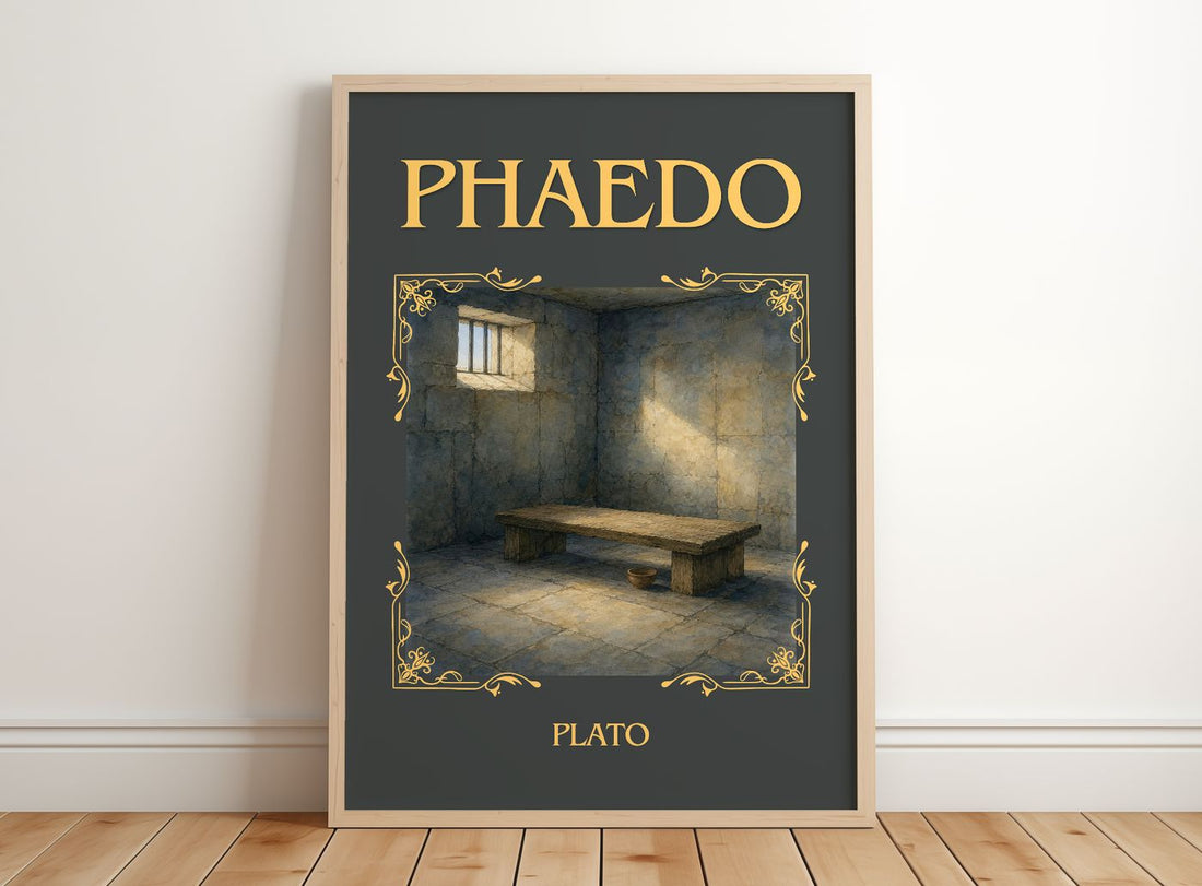 Phaedo Classic Book Art Print by Plato – framed print leaning on a wooden floor