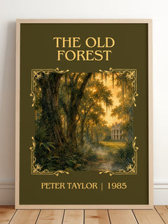 The Old Forest Classic Book Art Print by Peter Taylor – framed print leaning on a wooden floor