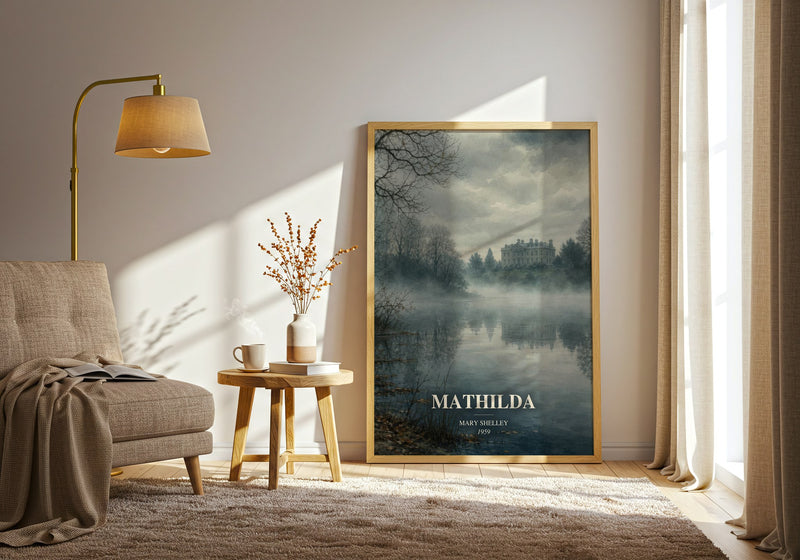 Mathilda watercolour print in frame leaning in hallway – gothic wall art