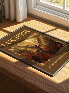 Lucifer Classic Book Art Print by Joost van den Vondel – print on a sunlit desk